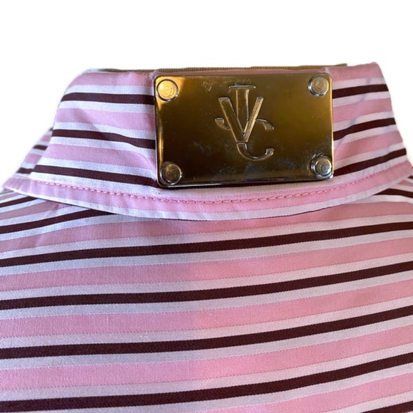 ❌SOLD❌ VERSACE JEANS COUTURE Pink Striped Blouse Sz XS - Picture 6 of 11